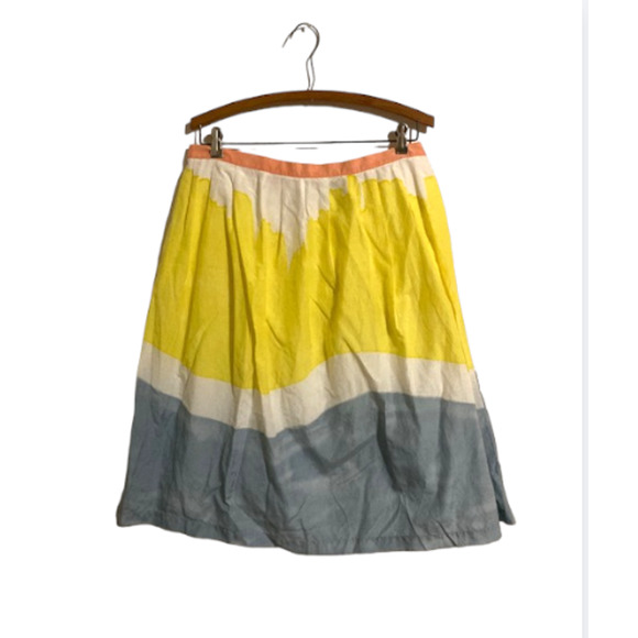 YELLOW & Blue Watercolor Skirt - Paperwhite - Size 10 - Picture 2 of 6
